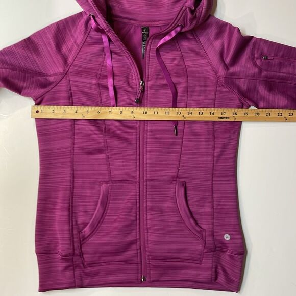 90 Degree by Reflex Women’s Full Zip Hoodie Jacket Purple Pink Striped Sz M - Picture 6 of 7